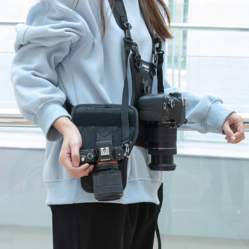 FOMITO Multi Double Camera Dual Carrying Photographer Vest with Side