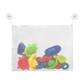 1 Pc Bath Toy Storage Organiser Net Bag, Foldable Mesh Baby Toy Storage Holder Organiser Net, Bath Toys Tidy with 2 Suction Cups for Kids | Keep Bathroom Bathtub Water Toys Quick Dry, Wall Hanging