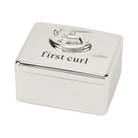 Bambino Baby Christening Gifts. Silverplated First Curl Keepsake Box with Rocking Horse Decoration