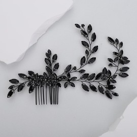 Denifery Bridal Hair Comb Rhinestone Wedding Hair Accessories for Brides Crystal Wedding Headpiece Rhinestone Hair Accessory for Bride and Bridesmaids (Black)