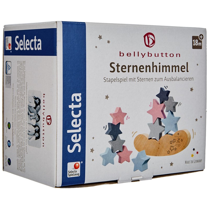 Selecta 64020 Stars Starry Sky, Bellybutton, Wooden Stacking Toy, 12