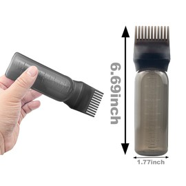 ZGQHZR 4 PCS Root Comb Applicator Bottle,Hair Oil Applicator Bottle for Hair Dye Shampoos Salons.6oz(black)