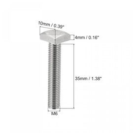 sourcing map Pack of 2 Square Screws M6 x 35 mm Class C Square Machine Screw with Full Thread Made of 304 Stainless Steel