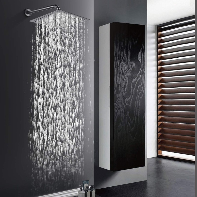 GGStudy Square16 Inch Square Stainless Steel Shower Head Rainfall Large