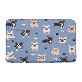 French Bulldog Bath Mat Cute Dog Paw Print Funny Puppy Cool Animal Lovely Pet Lovers Bathroom Decor Rug Floor Carpet