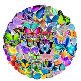 LJFEA Pack of 50 Butterfly Stickers for Car Colourful Butterfly Stickers Waterproof Vinyl Decorative Bicycle Stickers for Motorcycle Scooter Skateboard Laptop DIY Crafts Decoration