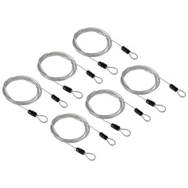 PATIKIL Security Cable 2.5mm x 1.5m/5ft, 6 Pack Coated Luggage Lock Wire Rope with Double Loop, Clear