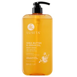 Luseta Shea Butter & Argan Oil Body Wash for Hydrating, Nourishing & Softening, for Daily Moisture, Smoothness & Gentle Cleanse for Dry and Dehydrated Skin, Sulfate & Paraben-Free 33.8oz