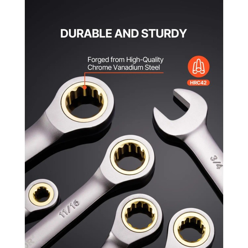 24-Piece Combination Ratcheting Wrench Set SAE Metric Cr-V Steel Organizer