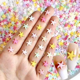 60Pcs Random 3D Cute Colorful Starfish Nail Charms 8mm Resin Starfish Charms for Nails Design Summer Ocean Beach Flatback Mini Sea Star Nail Charm Nails Supplies Manicure Decorations Accessories
