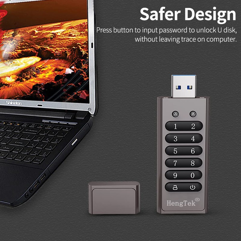 128GB 256-bit Encrypted USB Drive Password Secure Flash Drive USB3.0