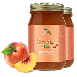 Green Jay Gourmet Peach Jam - All-Natural Fruit Jam with Peaches & Lemon Juice - Vegan, Gluten-free Jam - Contains No Preservatives or Corn Syrup - Made in USA - 2 x 20 Ounces