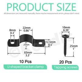 Keadic 30Pcs 1”(25mm) Two Hole Pipe Straps Set Zinc Plated Steel EMT Pipe Straps with 2 Hole, Rigid Pipes Straps Clamp Tube Strap Tension Clip U Brackets Kit for EMT Conduit Fixing