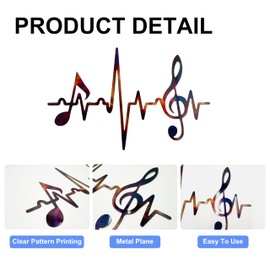 Metal Music Notes Wall Decor 15.75 Inch Metal Sign Wall Art Hanging Musical Decoration Vintage Heartbeat Wall Art Music Theme Note Sign for Studio Bedroom Living Room