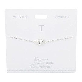 Depesche 4715-019 Armband für Damen mit dem Buchstaben T als Anhänger, versilbert, variabel in der Länge tragbar (15 - 20 cm), ideal als Geschenk für die Partnerin, (beste) Freundin, Ehefrau