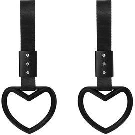 2 Pieces Rings Heart Shaped Car Handle Straps Drift Charm Rear Bumper Warning Ring Decor Subway Bus Broken Heart Handle for Car Interior(Black)