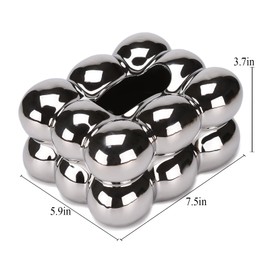 NYMYHE Electroplated Ceramic Tissue Box for Bathroom, Dresser, Living Room, Dining Room, Modern Silver Home Decoration TQGJNY50