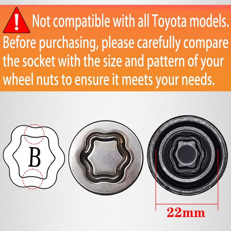 JEUCLEL B-Wheel Locking Nut Key Compatible with Toyota Models, Lexus,