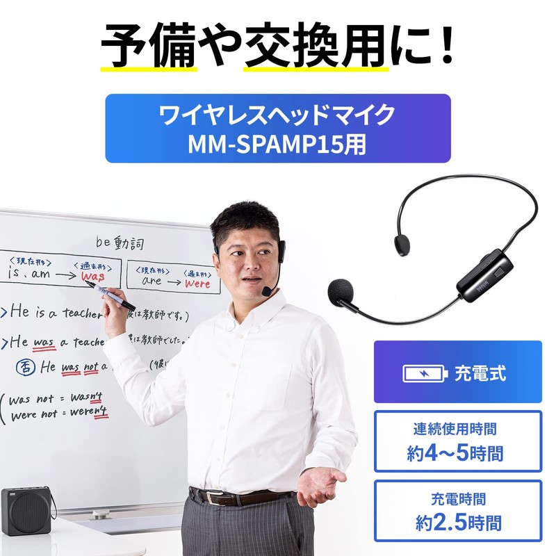 Sanwa Supply MM-SPAMP15WHM Wireless Head Microphone (MM-SPAMP15)