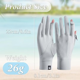 Feelorna Women UV Sun Protection Gloves, Summer Ice Silk Breathable Sunblock Gloves Full Finger Non-slip Touch Screen Driving Gloves for Riding Golf Fishing Outdoor Hiking