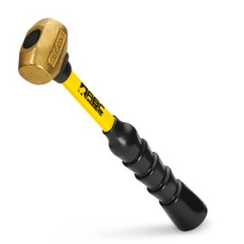 ABC HAMMERS Brass Hammer - 3 lb. USA Made Non-Sparking Hammer with 12" Fiberglass Handle & Double Faced Head - ABC3BFB