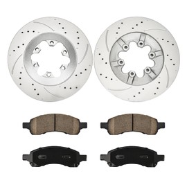 KAX Front Brake Kit, Drilled and Slotted Brake Rotors, Ceramic Brake Pads | Fits Colorado 2009 2010 2011 2012, GMC Canyon 2009-2012, Automotive Replacement Brake Kit