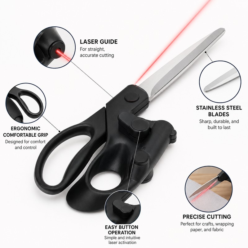 Laser Guided Scissors for Crafts & Sewing – Stainless Steel
