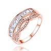 Uloveido Rose Gold Plated Princess Cut Cubic Zirconia Eternity Ring,