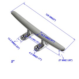 KOVNISE 2 Pcs 5" Rope Cleat 316 Stainless Steel Boat Mooring Accessories Boat Cleat Open Base Kayak Rope Tie Cleat Silver Heavy Duty Marine Base Cleat for Docks Ports Yachts Pool Coastal Decorations