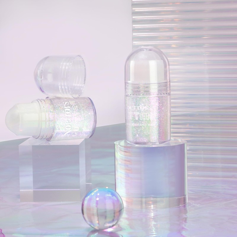 Noerrors Roll-on Holographic Körperglitzer-Gel für Körper Gesicht Haar, Funkelnde Chamäleon