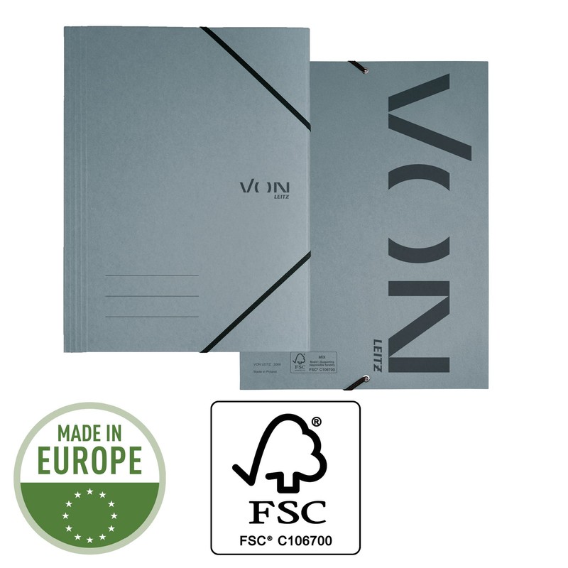VON Leitz Pack of 5 A4 Corner Folder with Elastic