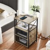 VECELO Dust Grey End Table with USB Ports and Outlets,24