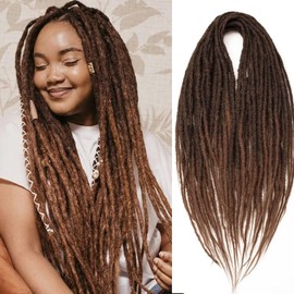 24 Inch Dreadlocks Extensions Ombre Blonde 10Strands Handmade Dreadlock crochet hair braids Synthetic thin 0.6cm Hippie Straight Double Ended Dreads Goddess Locs Crochet Hair for Women(24, 1B/30)