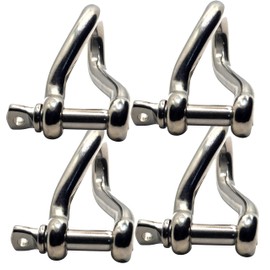 5mm Twisted Shackles Stainless Steel A4-Marine Grade (316) - for connecting Ropes, Anchors and Chains (Pack of 4)