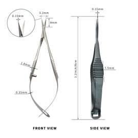 RWD VANNAS Micro Scissors, 3.2" Straight Fan Tip, Extra Sharp Spring Action Squeeze Scissors for Stitch Cutting, Embroidery, ENT, Eye, Skin, Dental, and Veterinary Surgery (8cm) - S11036-08
