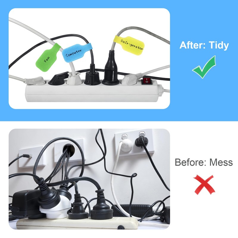 Pack of 40 Cable Labels, Reusable Cable Labelling 4.5 x