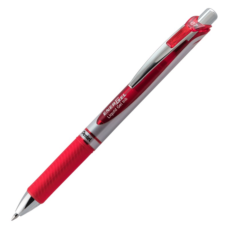 Pentel EnerGel RTX (0.7mm) Med Line, Metal Tip, Red Ink