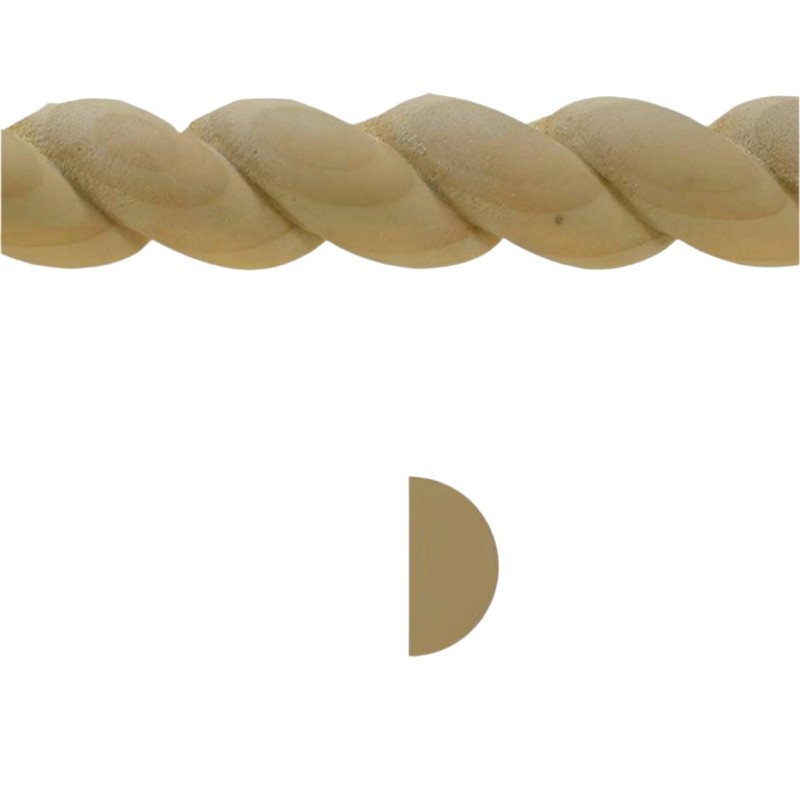 EWRM12 Rope Moulding 3/4" High x 3/8" Trim. Unfinished, Red