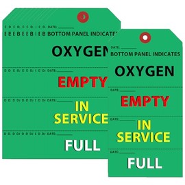 Cylinder Status Empty in Service Full Perforated Tags 100 Pcs Waterproof Gas Status Tanks Cardboard 5 x 2.5 Inch Full in Use Empty Cylinder Cardboard 4 Part Cylinder Tag for Cylinder (Oxygen)
