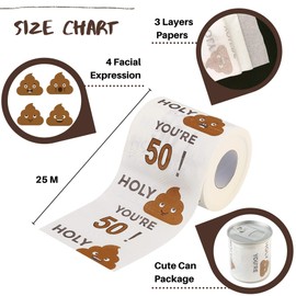 Happy 50th Birthday Toilet Paper Roll 3-Ply Funny Birthday Gifts for Men and Women Novelty for Birthday Party Decorations Forty 50 Party Supplies (50th Years)