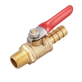 Litorange 2 PCS Brass Water Mini Ball Valve Shut Off Switch, 1/4" NPT Male Thread x 3/8 INCH Hose Barb Pipe Tubing Fitting Coupler, 180 Degree Operation Handle