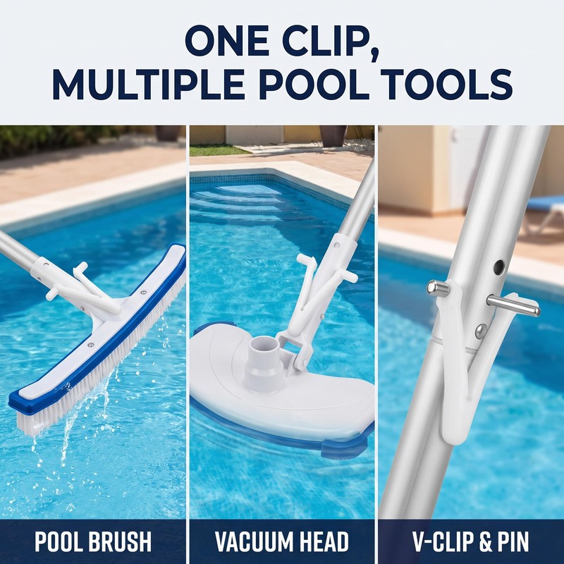 6Pcs White Pool Supply V Clip, Pool Butterfly Clip V