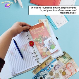 Best Unique Travel Journal with 15 Plastic Pockets for Keepsakes and Trip Money - Organize Vacation Souvenirs - Gift Box for All Occasions - Bucket List Memory Book - One of a Kind for Women and Kids