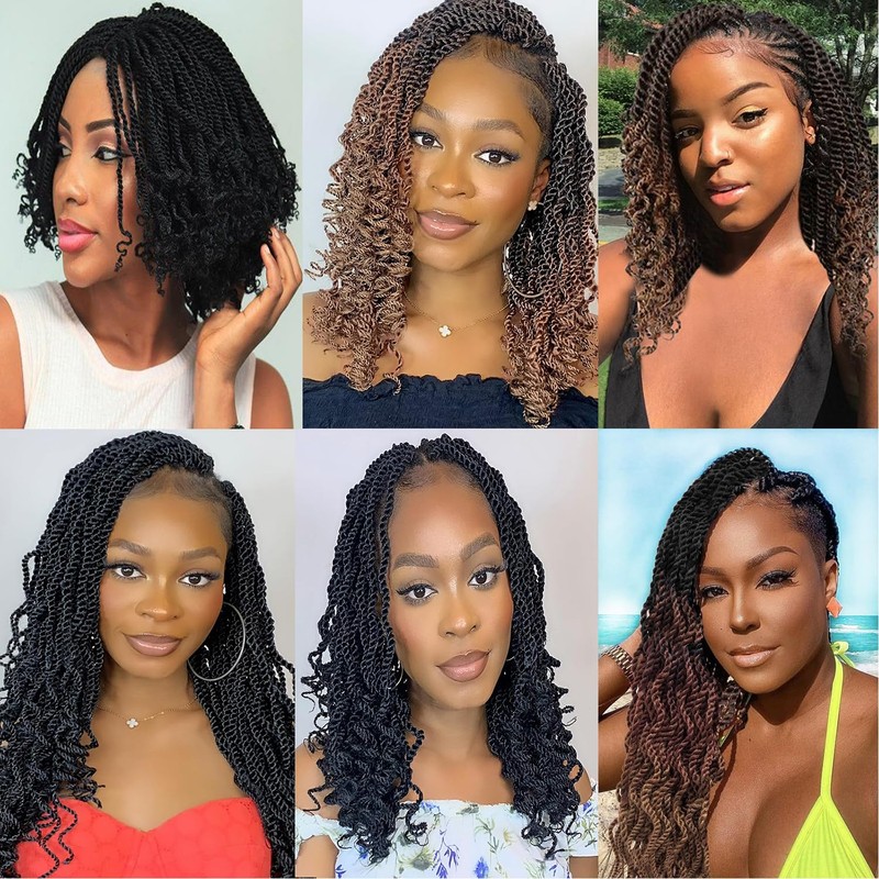 Mscat 8 Inch Wavy Senegalese Twist Crochet Hair 8 Packs