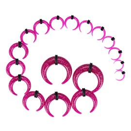 Longbeauty 18Pcs Acrylic Septum Pincher Tapers C Shape Buffalo Ear Taper Kit Stretching Expander Rings for Nose Ear Gauges Size 14G 12G 10G 8G 6G 4G 2G 0G 00G