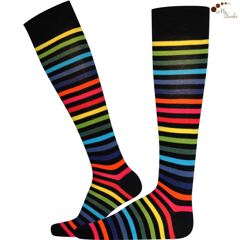 Mysocks Unisex Knee Stockings Long Socks Striped, Made of Extra