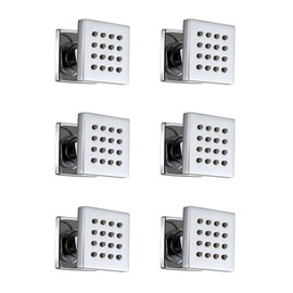 6 pcs Bathroom Water Saving Shower Square Solid Brass Body Sprays Massage with Chrome Finish Spa Jets Sets In Wall Shower Accessories