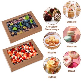 PFAMKEER Cookie Boxes,9x6x2.5 Inch Large Bakery Boxes with Window for Pies Chocolate Strawberries Muffins Donuts Pastry Dessert Christmas (Brown, 9 * 6 * 2.5inch/36pcs)