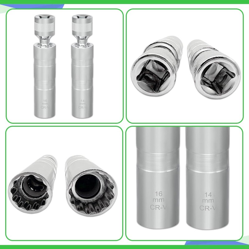 Lyxheth 14mm&16mm Magnetic Swivel Spark Plug Socket, Spark Plug Tool,