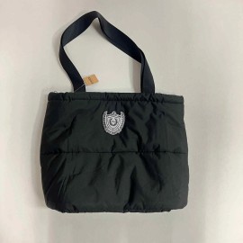 Victoria's Secret Pink New Victoria's Secret Pink Black Quilted Puffer Tote Bag Crest Logo